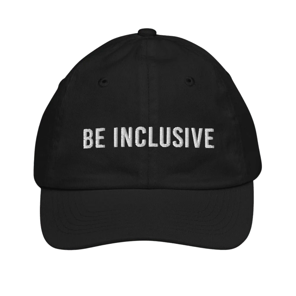 Black baseball cap which says Be Inclusive